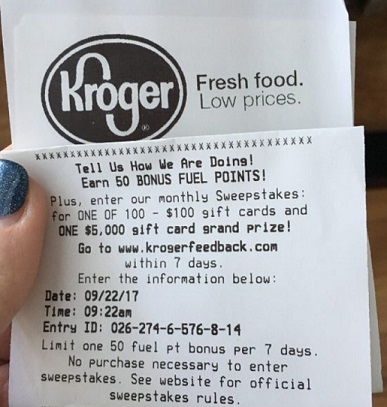 kroger feedback purchase receipt to enter the survey